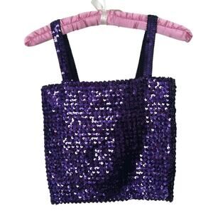 Vintage Small Partique Disco All over Sequin Purple Tank Top Party Club ILGQU